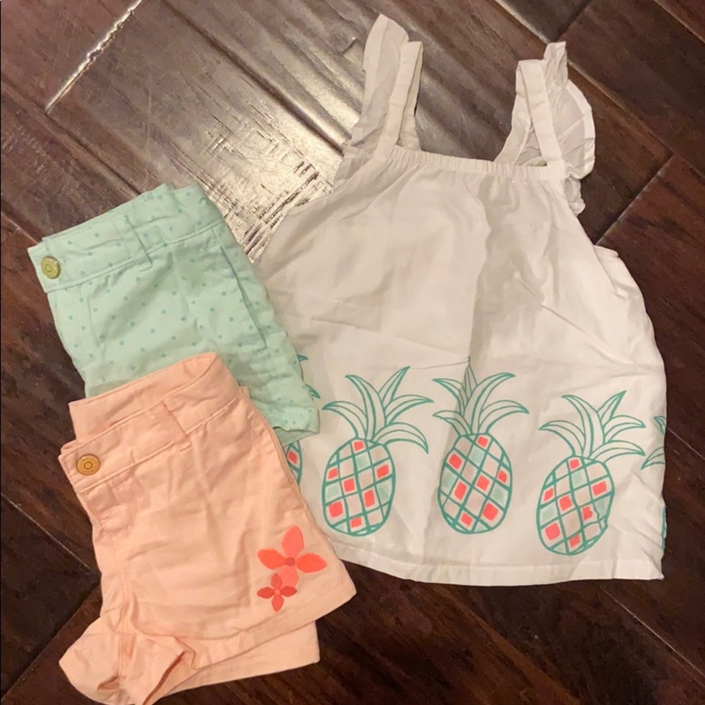 Gymboree Island Cruise Pineapple top Shorts Lot 4